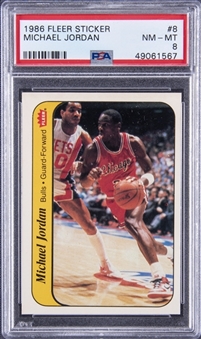 1986-87 Fleer Stickers #8 Michael Jordan Rookie Card - PSA NM-MT 8